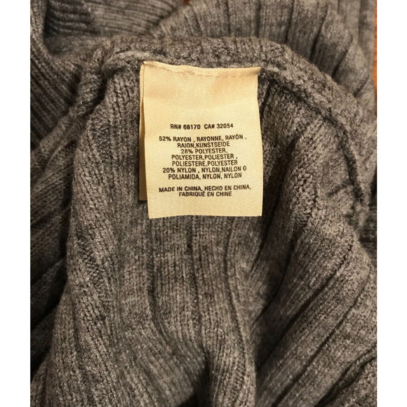 Anthropologie Moth Tisbury Gray Turtleneck Ribbed Diagonal Chevron Sweater - XSM - Picture 10 of 10